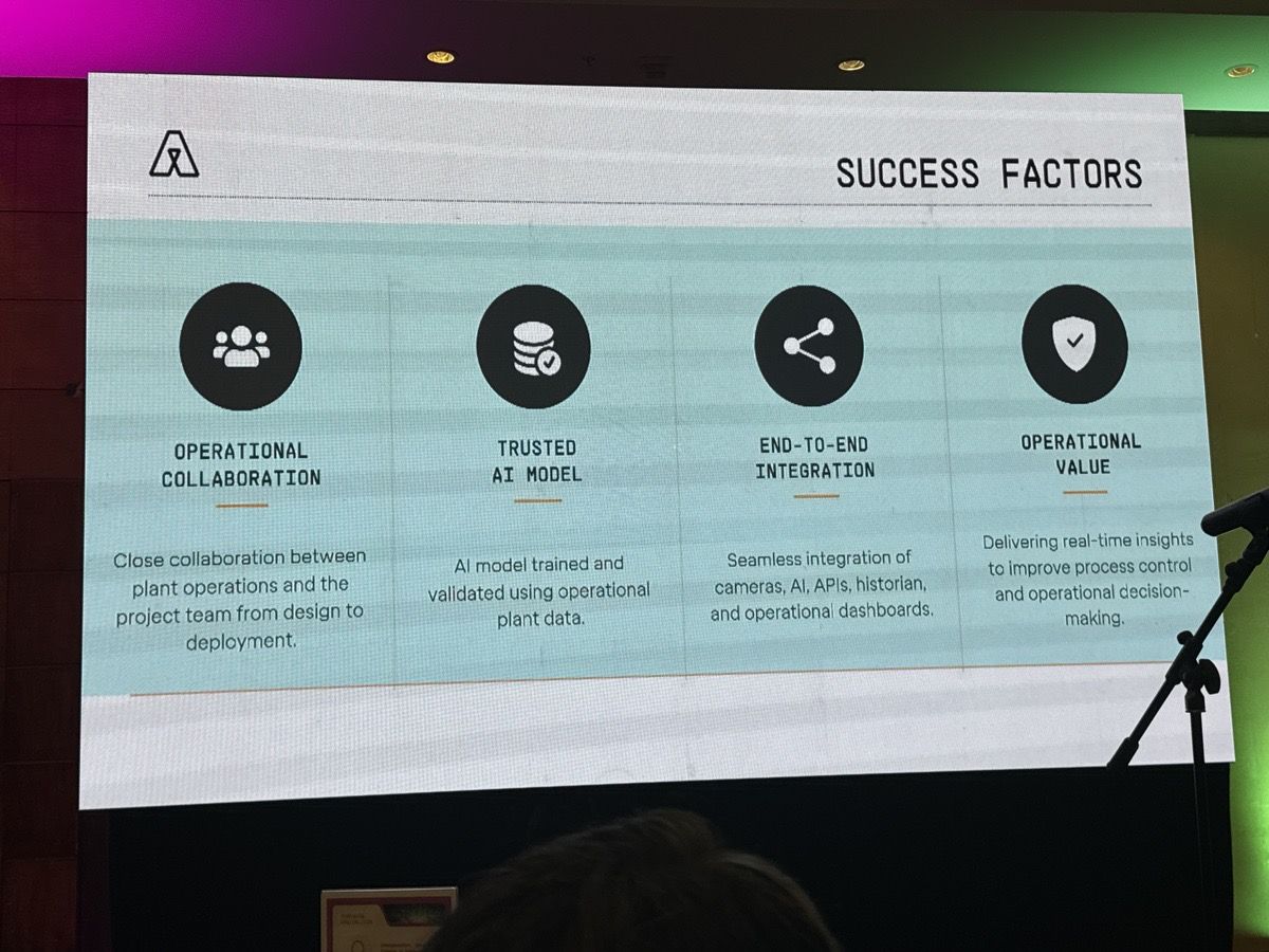 Factores de éxito: colaboración operacional, modelo de IA confiable, integración end-to-end y valor operacional.